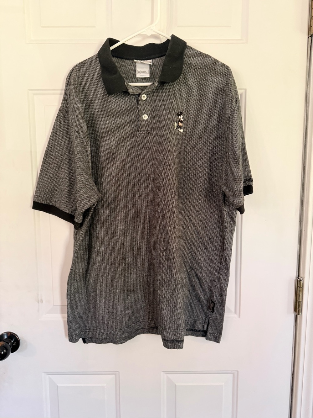 Disney Men's Heather Gray Polo with Black Collar and Mickey Embroidery